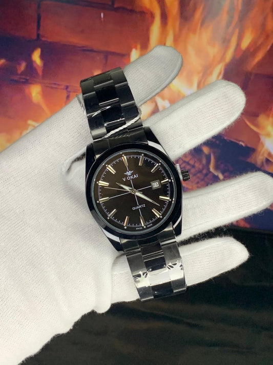 VOKAI Classic Black Stainless Steel Quartz Watch